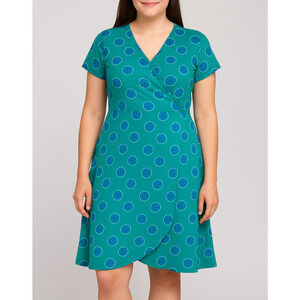 Svaha Organic Cotton Dress Sz 8 Blue Green Petri Dish Microbiology Science Wrap